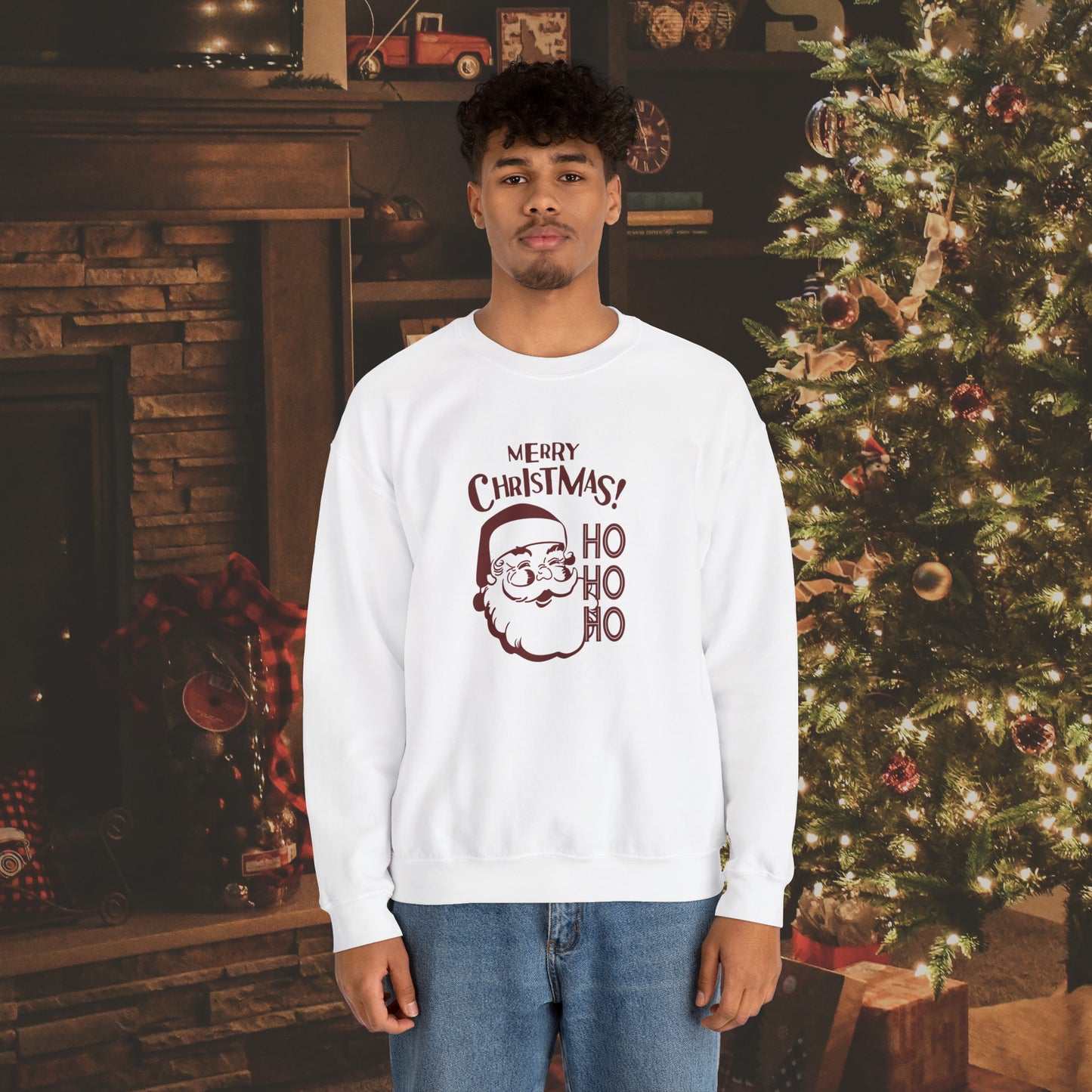 Ho Ho Ho Merry Christmas Unisex Heavy Blend™ Crewneck Sweatshirt