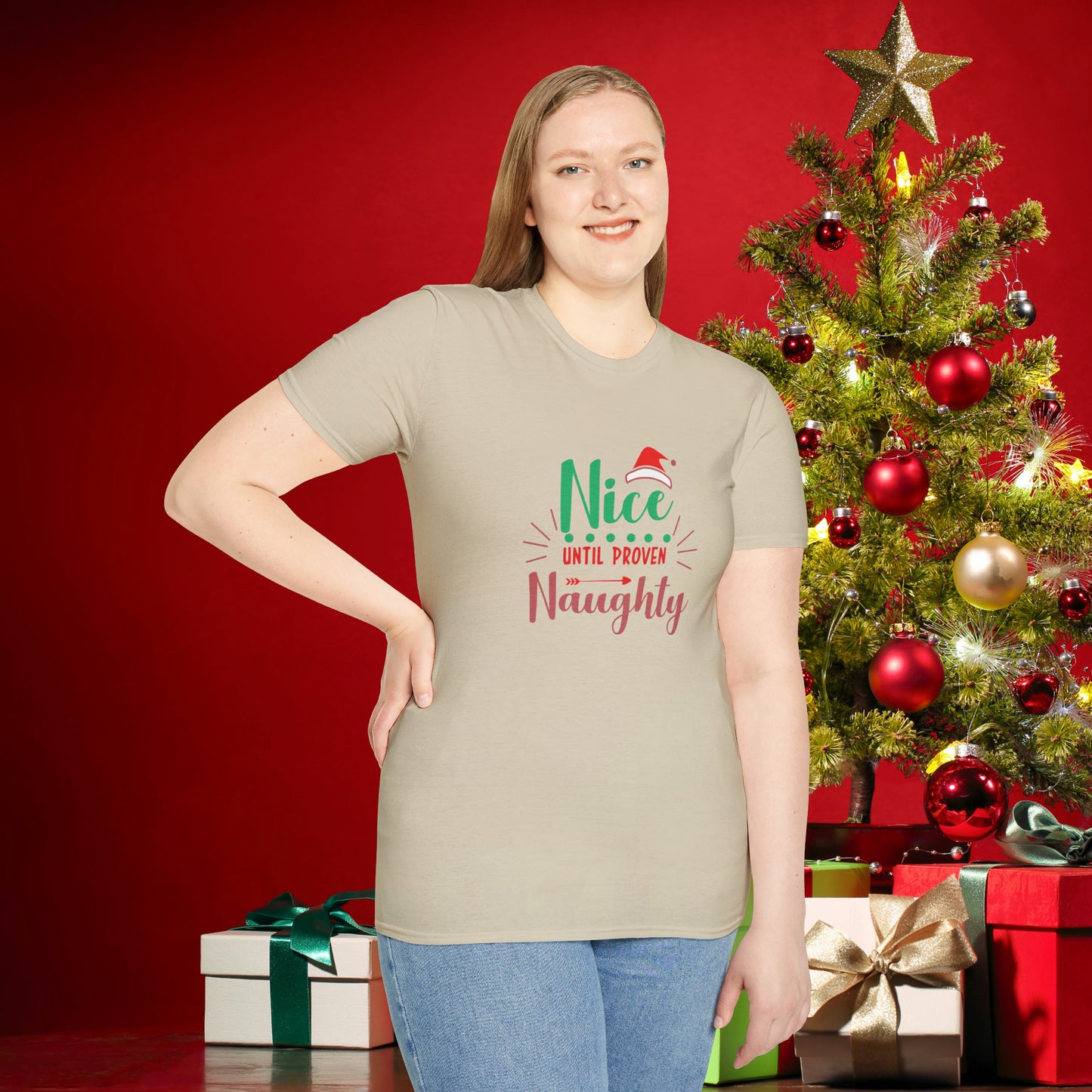 Nice Until Proven Naughty Unisex Softstyle T-Shirt