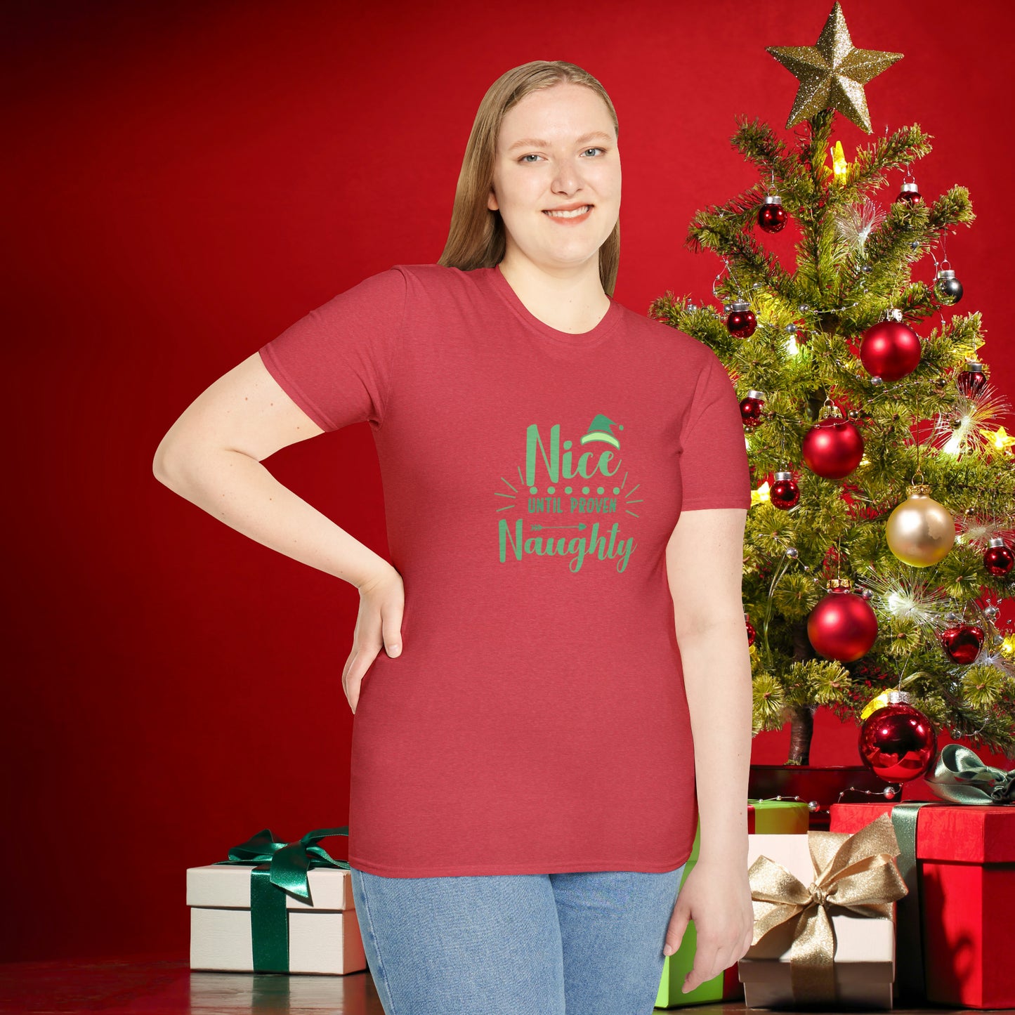 Nice Until Proven Naughty Unisex Softstyle T-Shirt
