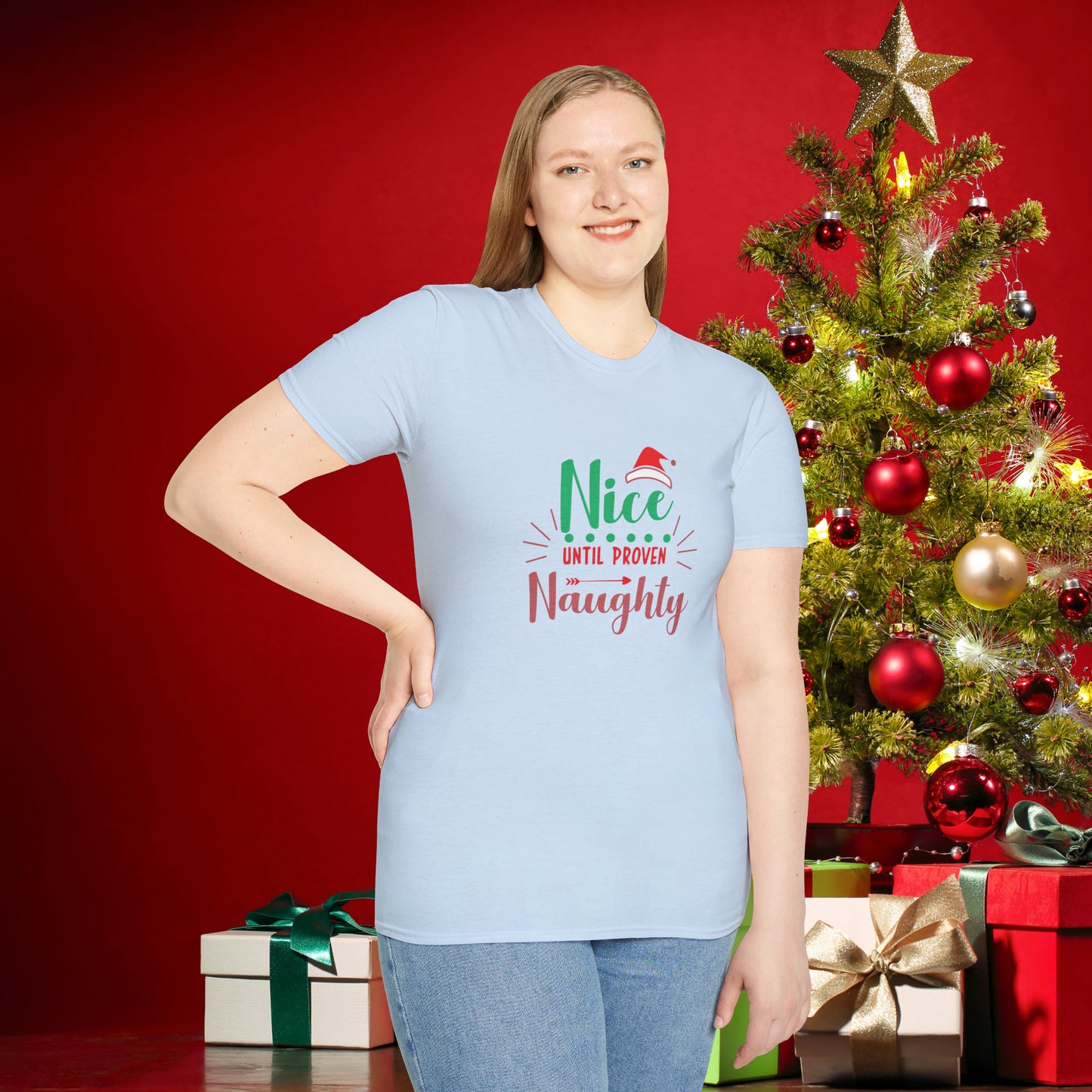 Nice Until Proven Naughty Unisex Softstyle T-Shirt