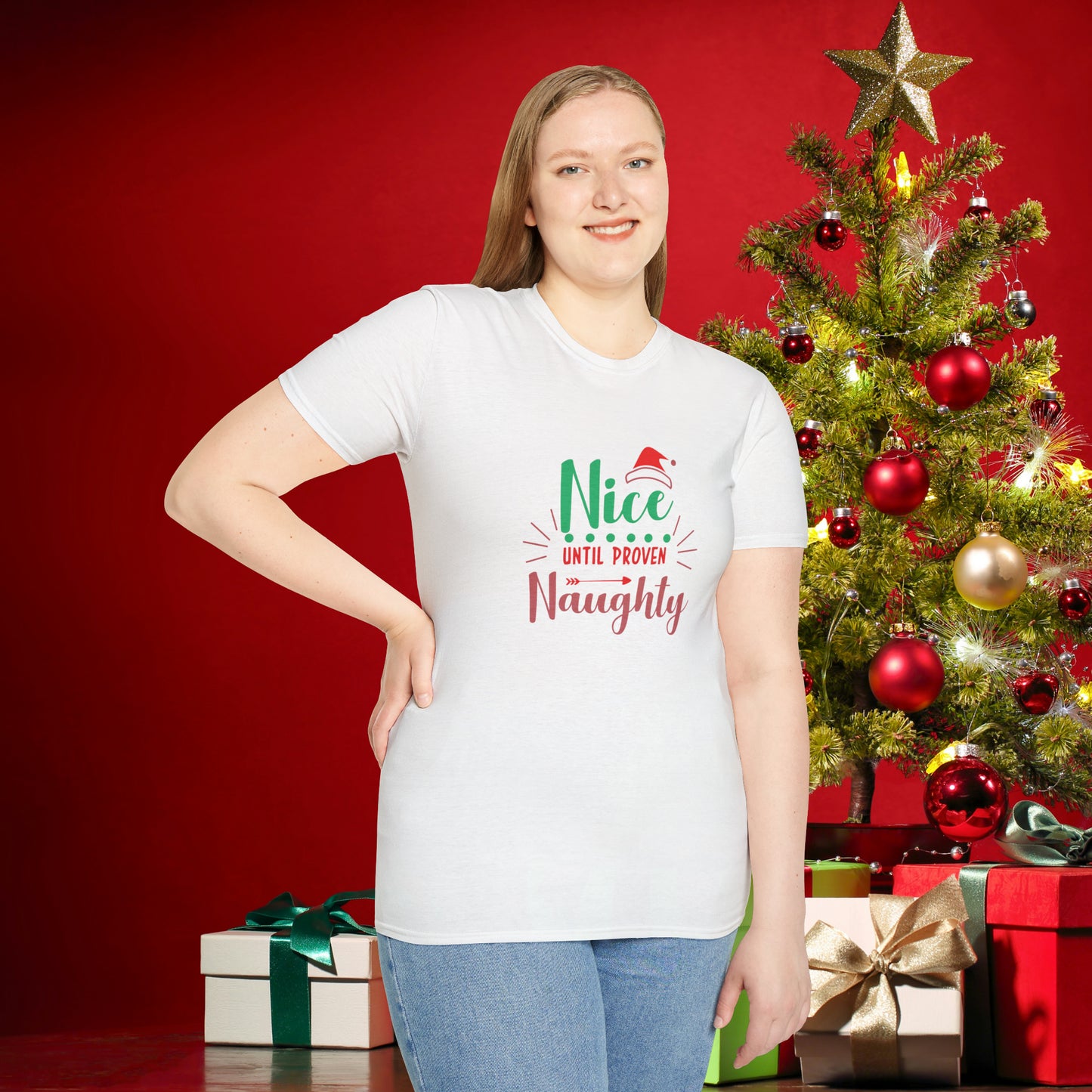 Nice Until Proven Naughty Unisex Softstyle T-Shirt