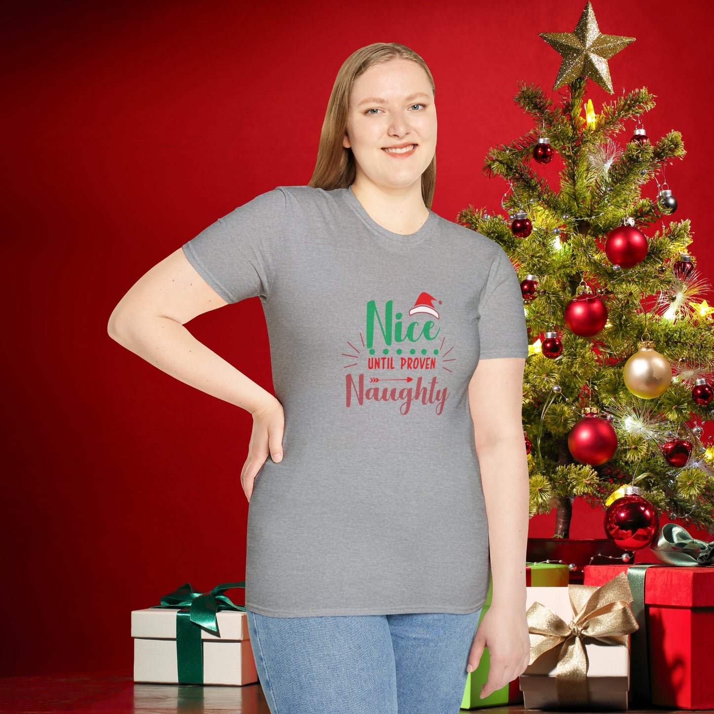 Nice Until Proven Naughty Unisex Softstyle T-Shirt