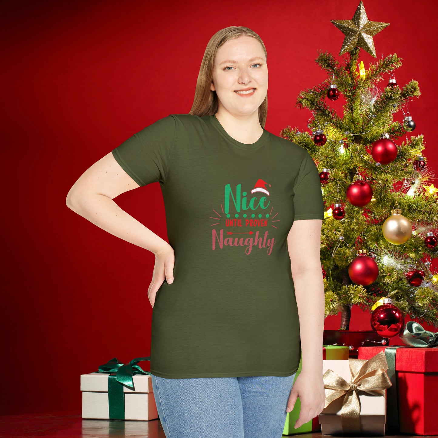 Nice Until Proven Naughty Unisex Softstyle T-Shirt
