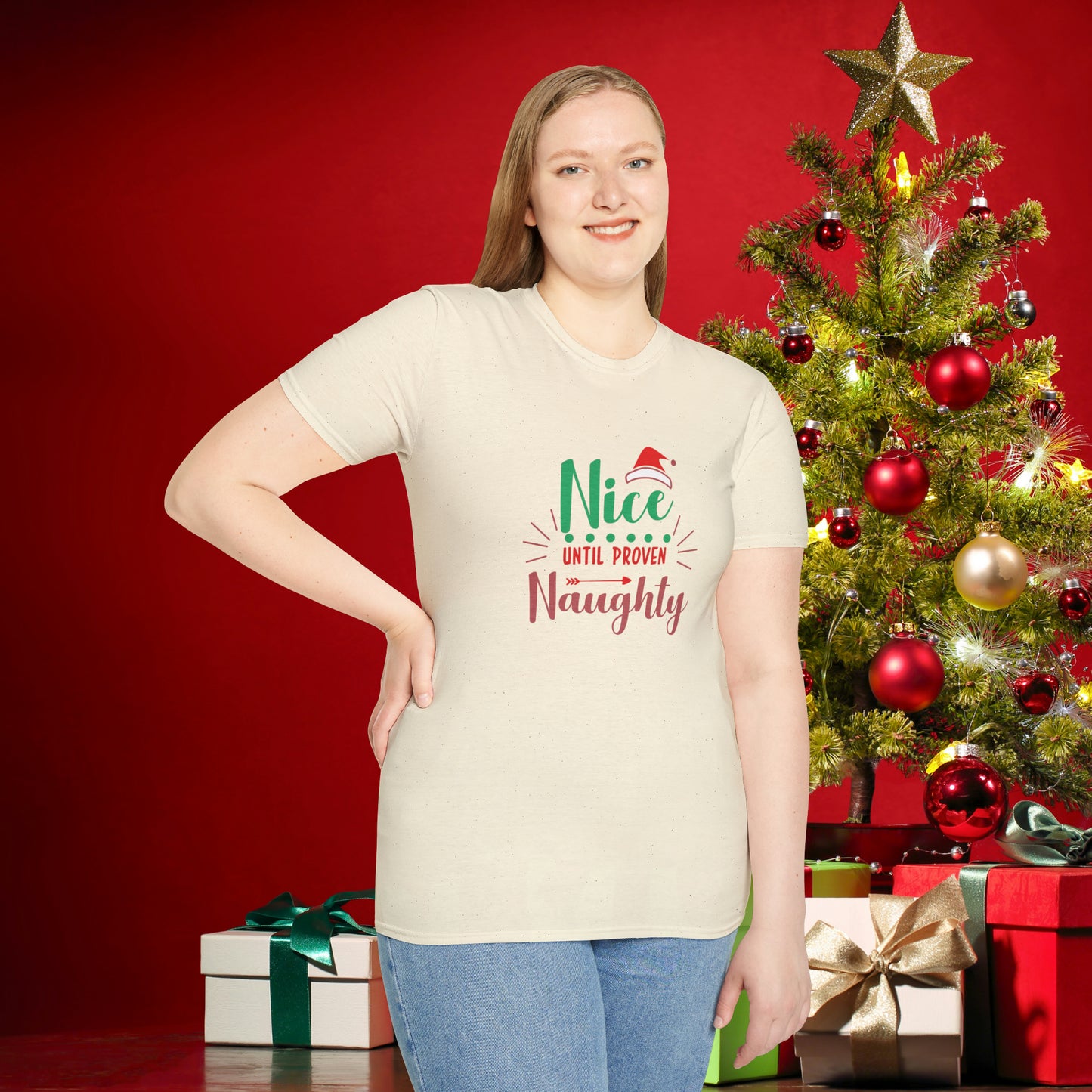 Nice Until Proven Naughty Unisex Softstyle T-Shirt