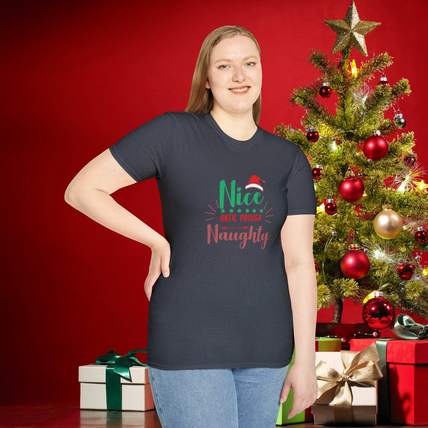 Nice Until Proven Naughty Unisex Softstyle T-Shirt